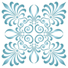 Palmette Square Stencil - 16.5 x 16.5cm (S) - Reusable Large Damask Accent Pattern Wall Stencil Template