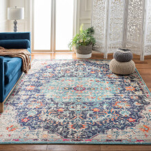 Safavieh Modern Chic Indoor Woven Rectangle Area Rug, Madison Collection, MAD447, in Black / Teal, 91 X 152 cm for Living Room, Bedroom or Any Indoor
