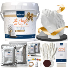 Niimo? 3D Hand Casting Kit Gift Set - Fun & Skin-Safe Hand Moulding Kit Couple, Personalised Gifts for Her, Includes Paints, Brushes, Display Stand,