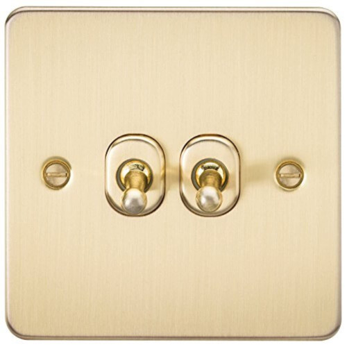 Knightsbridge 10AX 2G 2-Way Toggle Switch - Brushed Brass