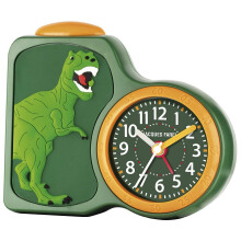 Jacques Farel Kinderwecker boys dinosaur green without ticking, with light and snooze ACB 06DINO