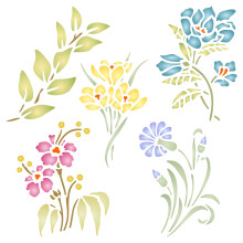 Flower Stencil Set - 26.5 x 26.5cm (L) - Reusable Flowers Flora Plants Wall Stencil Template