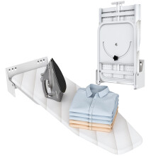 uyoyous Folding Ironing Board 95 cm x 33 cm with Heat Resistant Cover, Space Saving, 180? Swivel, Heavy Duty Wall Mount for Utility Room, White