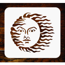 Vintage Sun Stencil - 25.5 x 21.5 cm - Reusable Celestial Nouveau Deco Wall Stencils Template