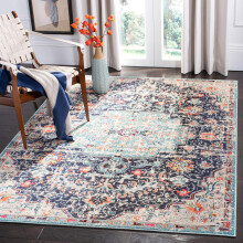 Safavieh Modern Chic Indoor Woven Rectangle Area Rug, Madison Collection, MAD447, in Black / Teal, 160 X 229 cm for Living Room, Bedroom or Any Indoor