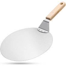 Megashopitalia Extra-Large Stainless Steel Pizza Shovel with Wood Handle