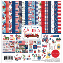 Carta Bella Paper Co Crafting, Paper, God Bless America Collection Kit, 12-x-12-Inch