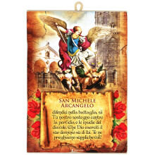 KUSTOM ART Vintage Style Picture of St. Michael the Archangel Collection Print on Wood, for Restaurant Pizzeria Bar Hotel Decor