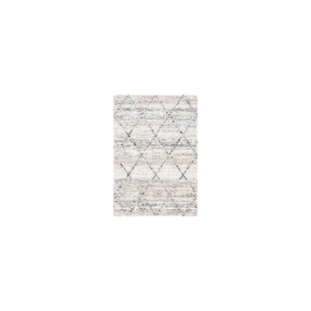 Shag Rug For Living Room, Dining Room, Bedroom - Fontana Shag Collection, Short Pile, In Grey And Ivory, 61 X 91 Cm White,Grey Safavieh