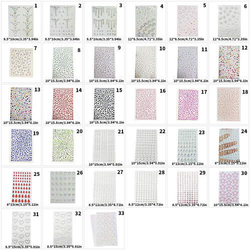 Adesivi per il viso con strass e perle, 12 pezzi 2