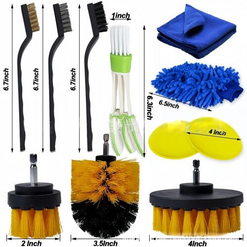 Kit per la pulizia dell'auto con accessori a spazzola (10 pezzi) 1