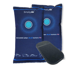 Simply Auto DEH006 2 Pack Reusable Car Dehumidifier with Anti-Slip Mat- Quick Drying suitable for Microwaving, Absorption up to 40% of Weight in