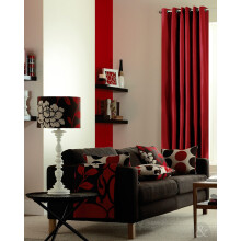 Just Contempo Faux Silk Eyelet Lined Curtains, Red, 66x72 inches