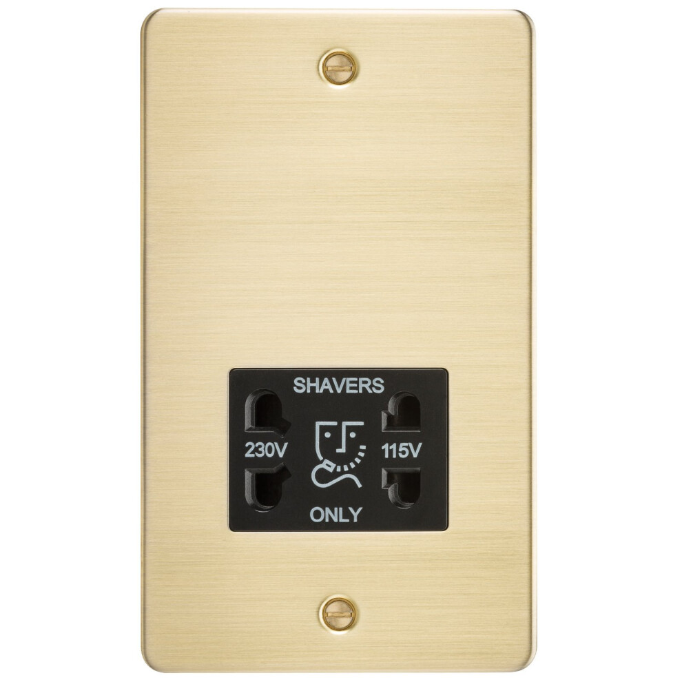 Knightsbridge Fpav8900bb Flat Plate 115V/230V Dual Voltage Shaver Socket-Brushed Brass With Black Insert, 230 V 5051224583034