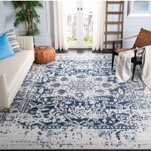 Safavieh Modern Chic Indoor Woven Rectangle Area Rug, Madison Collection, MAD603, in Cream / Navy, 91 X 152 cm for Living Room, Bedroom or Any Indoor