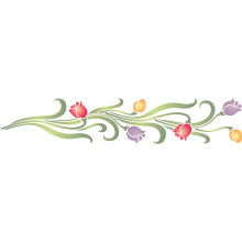 Tulip Stencil - 30.5 x 6.5cm - Reusable Flower Buds Border Wall Stencil Template