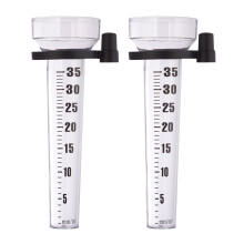 Relaxdays Rain Gauge Set of 2, With Holder, Garden Rainfall Measurer, Large Gage 35 mm/m?, Plastic, Transparent