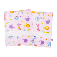 FILET - Set of Two Printed Cotton Nursery Bags, Changing Bags, Layette Bags, Shoe Bags, with Aida Canvas Embroidery, Made in Italy, 42 x 34 cm,