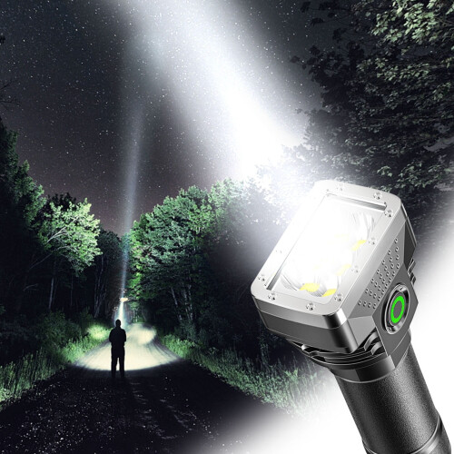 Φακός επαναφορτιζόμενος USB Bright200M, 6 LED, 4W, 800mAh18650, αδιάβροχος ABS—Συμβατός με 1