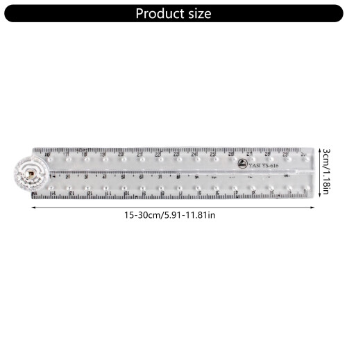 High-Visibility Foldable Measuring Ruler - Shatterproof Polyacrylate Design for Technical Drawing & Academic Use 2