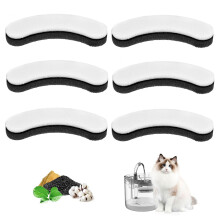 ANBOO 6 Pieces Cat Water Fountain Sponge Filter, Soft Cat Water Fountain Filter Replacement Filters, Activated Carbon Filter, Compatible with WF050