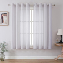 CUCRAF Voile Curtains Off White 63 Inch Drop 2 Panels with Eyelet Linen Net Curtains for Windows Sheer Curtains for Bedroom Kitchen Dormitory Home