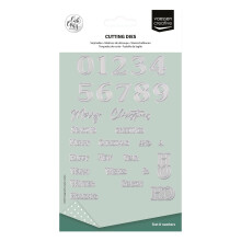 Vaessen Creative Cutting Set-Numbers & Christmas Wishes-29 Shape 0.3" to 1"-Card Making Supplies-Metal Dies for Scrapbooking and Paper Crafts, Silver,