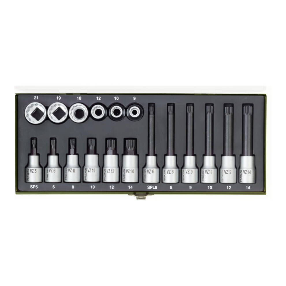 Proxxon 23296 Special Socket Spanner Set For Multi-Point Head Cap Screws Spline 18 Pieces 5051224589876