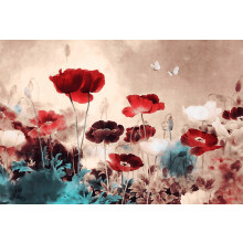 LARGE FLORAL PAINTING CANVAS PICTURE GRUNGE STYLE mounted and ready to hang 30 x 20 inches