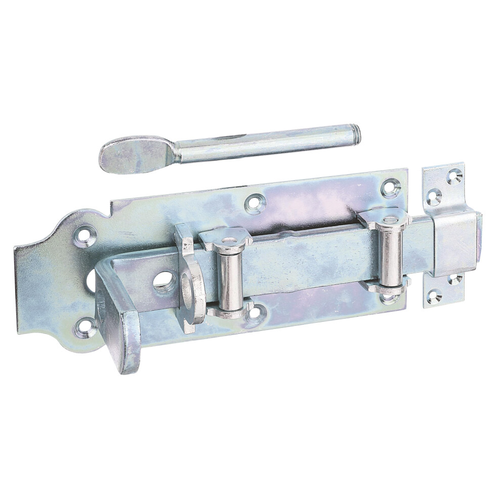 Gah-Alberts 118815 Straight Stable Door Bolt With Fixed Slot And 200 X 80 Mm Plate Galvanised Yellow 5051224591701