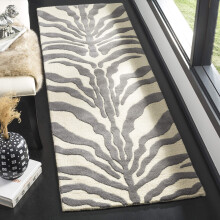 Safavieh Zebra Indoor Hand Tufted Runner Area Rug, Cambridge Collection, CAM709, in Ivory / Dark Grey, 76 X 244 cm for Living Room, Bedroom or Any