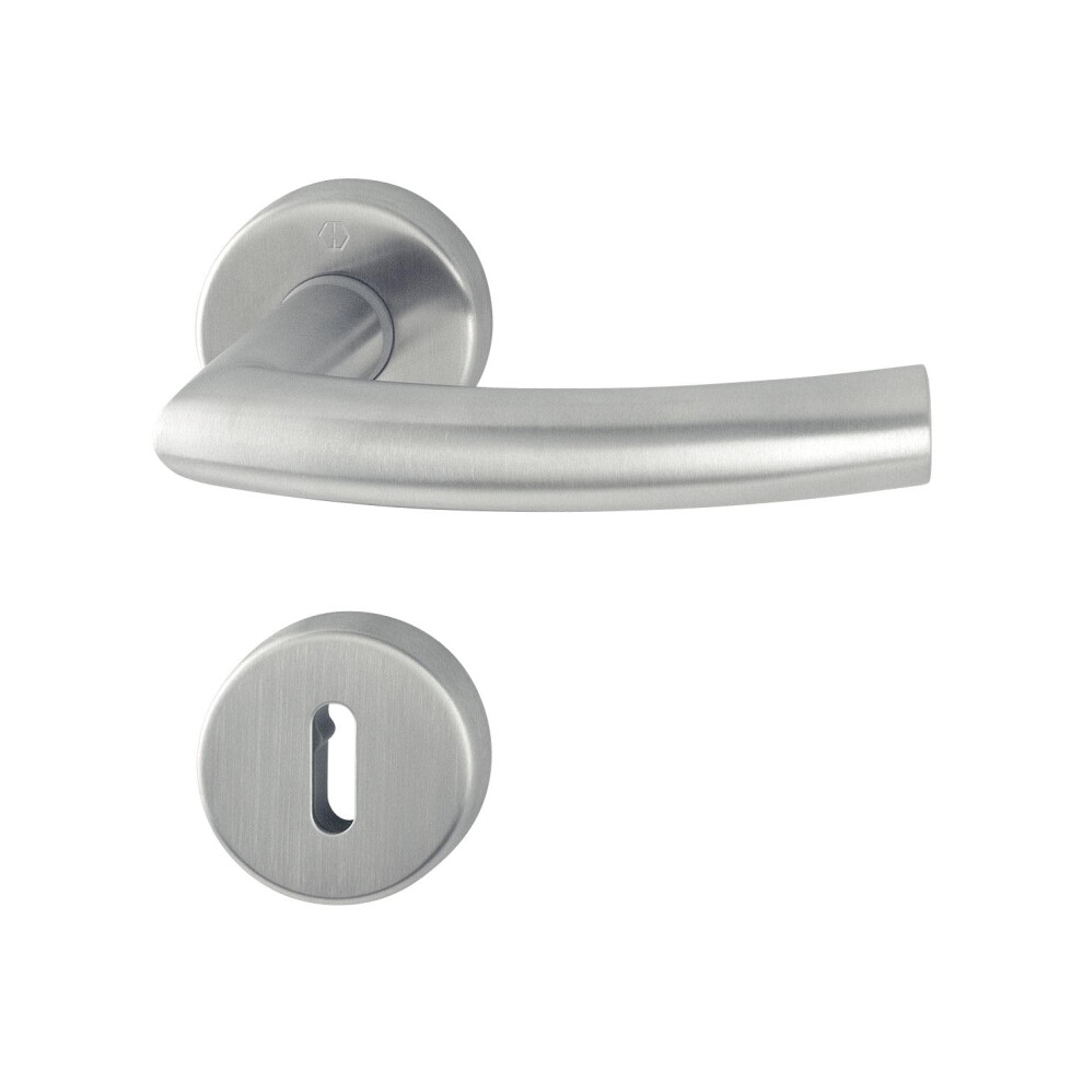 Hoppe 2819221 Bb, 37-42, Matt Stainless Steel Trondheim Handle Set With Rosettes (Deadlock) 5051224589906