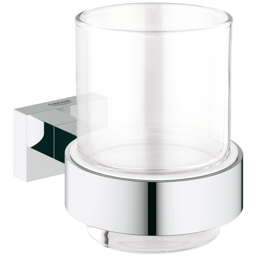 Grohe Grohe 40755001 Essentials Cube Glass Holder with Glass Silver