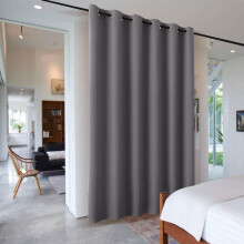 PONY DANCE Living Room Curtain - Energy Saving Hotel Wide Width Partition Privacy Screen Eyelet Blackout Curtain with Eylets Space Divider for