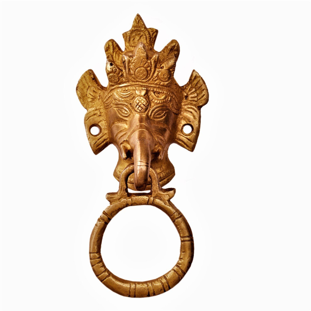 Purpledip Brass Metal Door Knocker Drawer Pull Ring Handle Knob: Ganesha (11383) 5051224588411