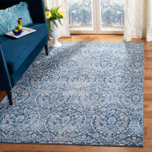 Safavieh Traditional Indoor Woven Rectangle Area Rug, Brentwood Collection, BNT860, in Navy / Light Grey, 91 X 152 cm for Living Room, Bedroom or Any