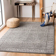 Safavieh Boho Chic Indoor Woven Rectangle Area Rug, Tulum Collection, TUL264, in Dark Grey / Ivory, 122 X 183 cm for Living Room, Bedroom or Any