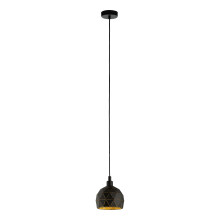 Eglo Pendant Lamp Roccaforte, 1 Bulb Vintage Pendant Light, Retro Hanging lamp Made of Steel in Black and Gold, E14 Socket, ? 17 cm