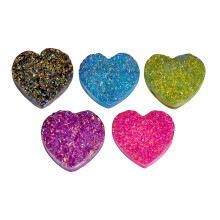 GEMKORA (5 pcs) Mix Quartz Druzy Heart Gemstones, Home, Office, Living Kitchen, Room Decor, Loose Gems, DIY, Wire Wrapping, Reiki, Wikka, Healing