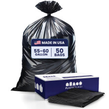 Plasticplace 55-60 Gallon Trash Bags ? 1.5 Mil ? Black Heavy Duty Garbage Can Liners ? 38? x 58? (50 Count)