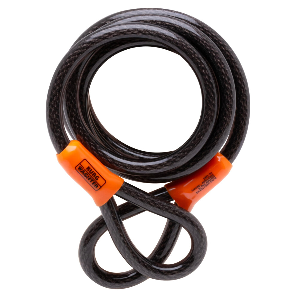 Burg Wachter 122C Double Loop Vinyl Coated Multi-Stranded Braided Steel Cable, Black, 12Mm X 2.1M 5051224595235