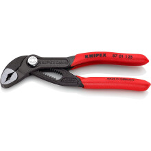 KNIPEX Cobra Mini Water Pump Pliers, 125 mm, Nuts to 27 mm, Pipes to 30 mm, Self-Locking, Fine Adjustment by Button Push, Pipe Wrench, EDC, 87 01 125