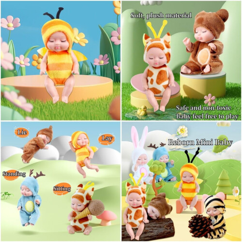 Μίνι παιδικές κούκλες, ρεαλιστικές παιδικές κούκλες, ρούχα με ζώα, χαριτωμένα, 2