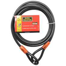 Burg-Wachter 124C Double Loop Vinyl Coated Multi-Stranded Braided Steel Cable with Self Coiling, Black, 12mm x 4.5m