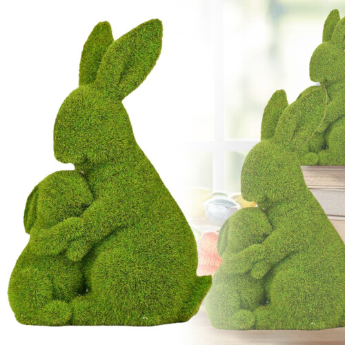 Statuetta di coniglietto pasquale verde floccato, 18 cm 1