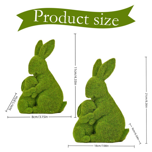 Statuetta di coniglietto pasquale verde floccato, 18 cm 2