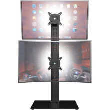 HEMUDU Dual Monitor Stand, Vertical Stack Screen Free-Standing Monitor Riser Fits Two 13 to 34 Inch Screen with Swivel, Tilt, Height Adjustable, Holds