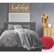 Comfort Collections Teddy Hug & Snug Cuddles Fleece Duvet Quilt Cover Bedding Set With Matching Pillowcase Warm and Cosy Silver Bedding Set King 230cm