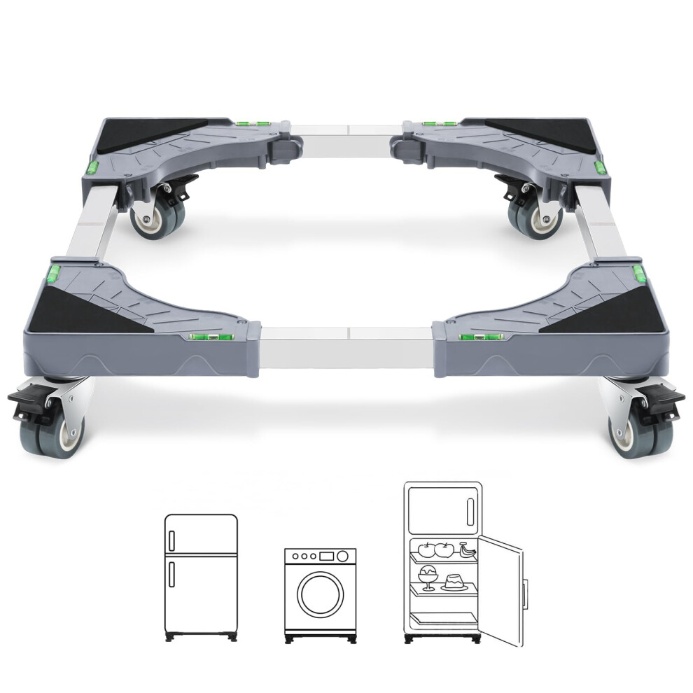 W B D Weibida Adjustable Appliance Dolly Cart With 4 Locking Wheels, Small Furniture Mover Mobile Base Adjustable Form 16? To 24-3/8? For Washing 5051224595389