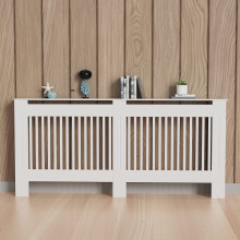 High Radiator Cover Wood Cabinet: 92cm Height White Large Heater Covers Internal Heights 90cm Vertical Slats Tall Radiator Shelf Thicken MDF Wooden